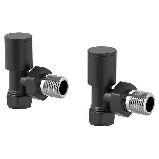 DuraTherm Black Angled Radiator Valves - 15mm 4 DuraTherm Black Angled Radiator Valves - 15mm - Image 2
