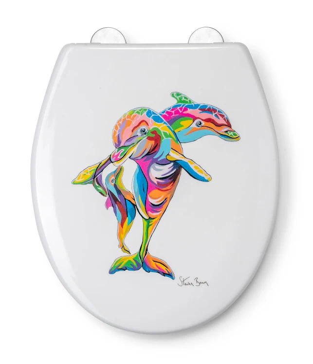 Stephen Brown Hannah McWave Dolphin Shower Curtain & Toilet Seat Bathroom Accessory Set 8 Stephen Brown Hannah McWave Dolphin Shower Curtain & Toilet Seat Bathroom Accessory Set - Image 6