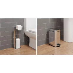 Architeckt Square Freestanding Toilet Roll Holder And 5L Square Bin