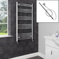 Dual Fuel Heated Towel Rail 1200 X 600mm Curved Manual
