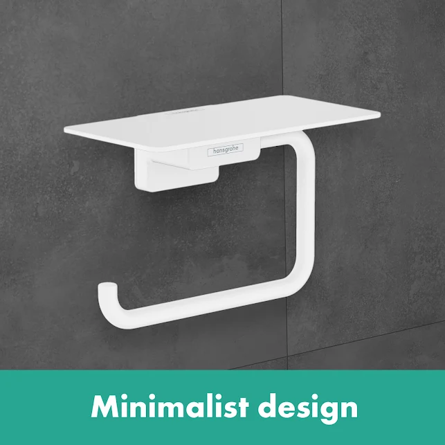 Hansgrohe AddStoris Toilet Roll Holder With Shelf - Matt White 5 Hansgrohe AddStoris Toilet Roll Holder With Shelf - Matt White - Image 3