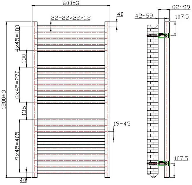 DuraTherm Flat Panel Heated Towel Rail Chrome - 1200 X 600mm 6 DuraTherm Flat Panel Heated Towel Rail Chrome - 1200 X 600mm - Image 4