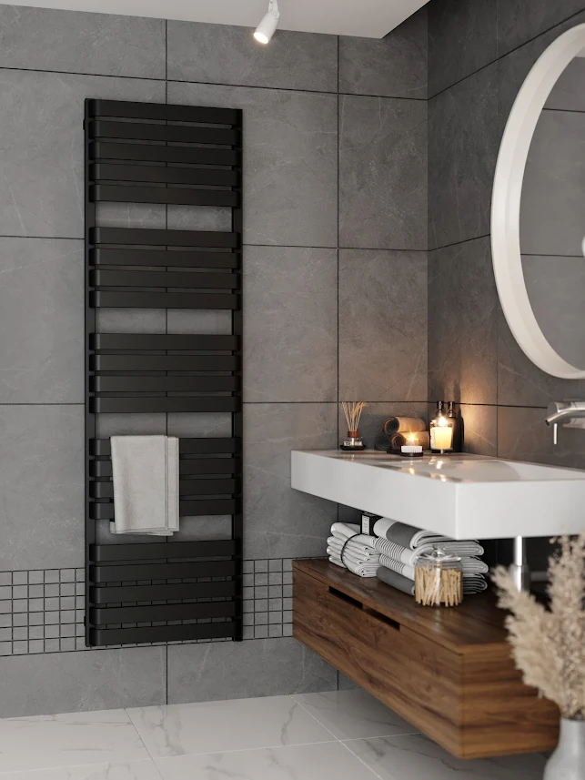 Terma Warp T One Electric Towel Rail Matt Black 1695 X 500mm 4 Terma Warp T One Electric Towel Rail Matt Black 1695 X 500mm - Image 2