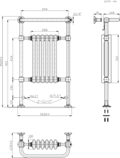 Park Lane Traditional Heated Towel Radiator - 952mm X 568mm 9 Park Lane Traditional Heated Towel Radiator - 952mm X 568mm -Bathroom Supplies Sales 2024 09f4121f 5d95 435c 9448 646251bcc7e3