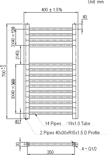 DuraTherm Electric Flat White Towel Rail 700 X 400mm - 150W 5 DuraTherm Electric Flat White Towel Rail 700 X 400mm - 150W - Image 3