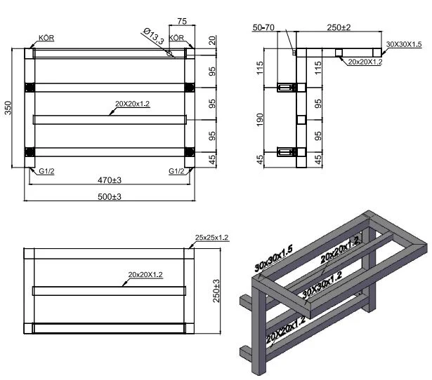 Solaro Heated Towel Rail With Shelf - Chrome 500 X 350mm 6 Solaro Heated Towel Rail With Shelf - Chrome 500 X 350mm - Image 4