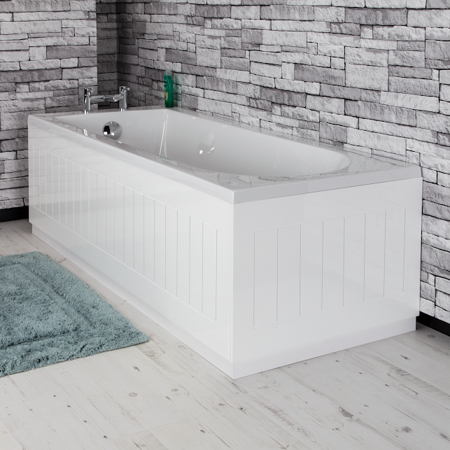 Ceramica White Gloss MDF Tongue And Groove Bath End Panel - 700mm 4 Ceramica White Gloss MDF Tongue And Groove Bath End Panel - 700mm - Image 2