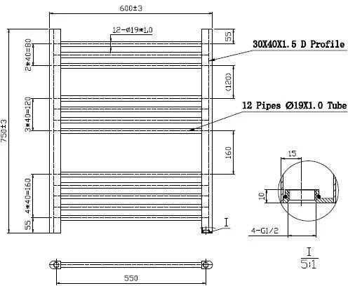 Dual Fuel Heated Towel Rail 750 X 600mm Flat Thermostatic 7 Dual Fuel Heated Towel Rail 750 X 600mm Flat Thermostatic - Image 5