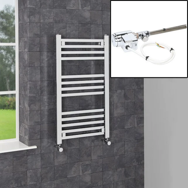 Dual Fuel Square Bar Heated Towel Rail - 800 X 450mm - Thermostatic 3 Dual Fuel Square Bar Heated Towel Rail - 800 X 450mm - Thermostatic