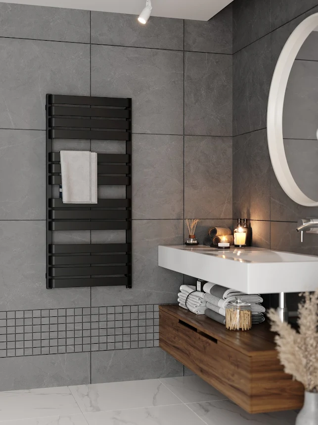 Terma Warp T One Electric Towel Rail Matt Black 1110 X 500mm 4 Terma Warp T One Electric Towel Rail Matt Black 1110 X 500mm - Image 2