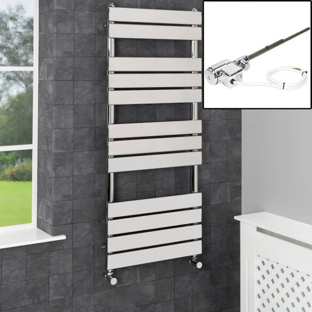 Dual Fuel Flat Panel Heated Towel Rail - 1200 X 500mm Thermostatic 3 Dual Fuel Flat Panel Heated Towel Rail - 1200 X 500mm Thermostatic