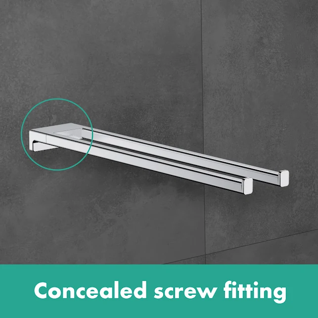 Hansgrohe AddStoris Twin-Handle Towel Holder 445mm Chrome - 41770000 4 Hansgrohe AddStoris Twin-Handle Towel Holder 445mm Chrome - 41770000 - Image 2