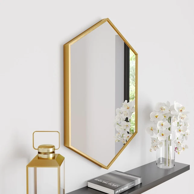 Vale Designs Hexagonal Brushed Brass Framed Bathroom Mirror 750 X 500mm 3 Vale Designs Hexagonal Brushed Brass Framed Bathroom Mirror 750 X 500mm