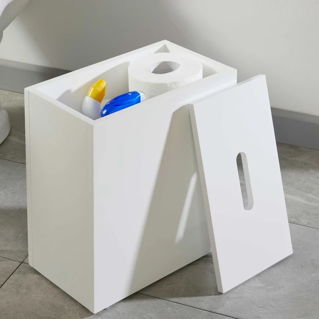 Vale Designs Bathroom Tidy With Lid - White 3 Vale Designs Bathroom Tidy With Lid - White