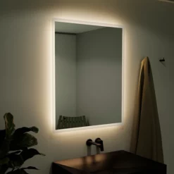 Vasari Large Rectangular Backlit LED Mirror With Demister - 1000 X 800mm Polished