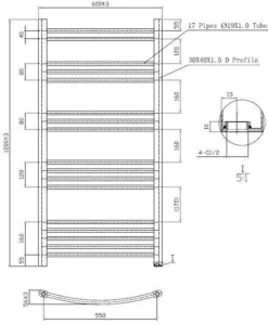 Dual Fuel Heated Towel Rail 1200 X 600mm Curved Manual -Bathroom Supplies Sales 2024 2880b4c5 e960 40e3 808d 8c65f4f35821 1