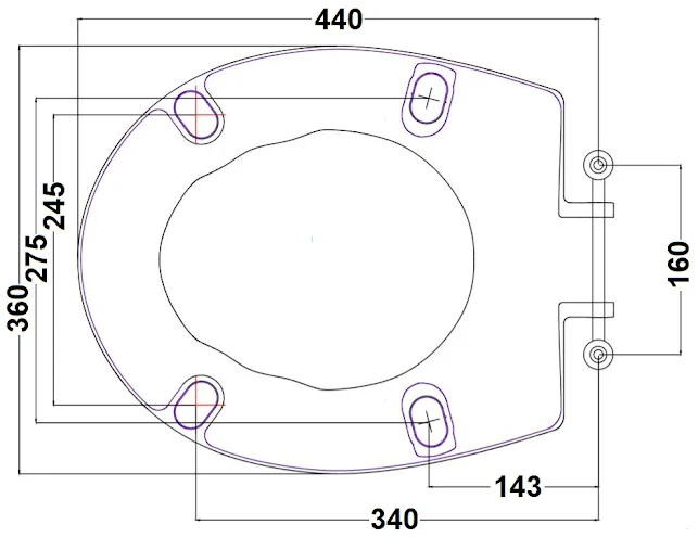NymaCARE Dark Blue Ring Only Toilet Seat With Stainless Steel Pillar Hinge - 260015/DB 4 NymaCARE Dark Blue Ring Only Toilet Seat With Stainless Steel Pillar Hinge - 260015/DB - Image 2