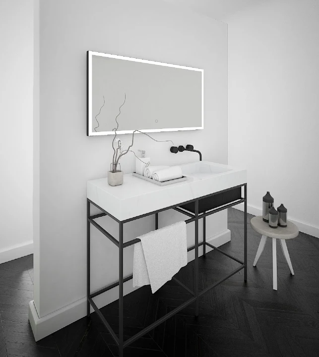 Vasari Large Rectangular LED Mirror With Demister - 1000 X 700mm Black 4 Vasari Large Rectangular LED Mirror With Demister - 1000 X 700mm Black - Image 2