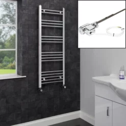 Dual Fuel Heated Towel Rail 1200 X 450mm Flat Thermostatic