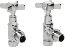 DuraTherm Traditional Chrome Cross Head Angled Radiator Valves - 15mm