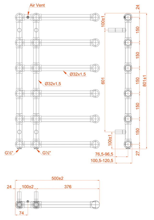 Towelrads Blandford Heated Towel Rail - Chrome 800 X 500mm 5 Towelrads Blandford Heated Towel Rail - Chrome 800 X 500mm - Image 3