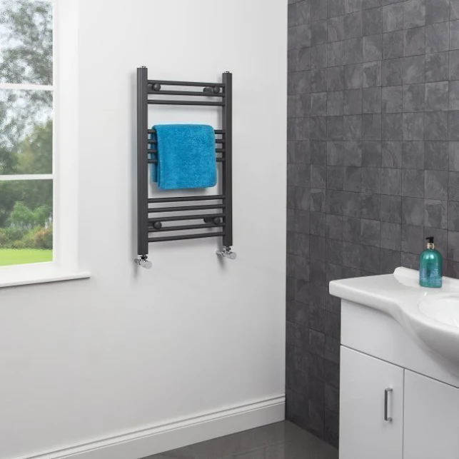Dual Fuel Anthracite Heated Towel Rail 750 X 450mm - Flat Thermostatic 4 Dual Fuel Anthracite Heated Towel Rail 750 X 450mm - Flat Thermostatic - Image 2