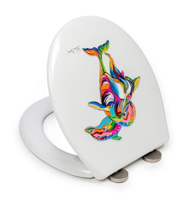 Stephen Brown Hannah McWave Dolphin Shower Curtain & Toilet Seat Bathroom Accessory Set 7 Stephen Brown Hannah McWave Dolphin Shower Curtain & Toilet Seat Bathroom Accessory Set - Image 5