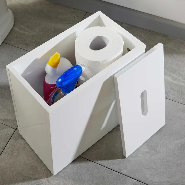 Vale Designs Bathroom Tidy With Lid - White 4 Vale Designs Bathroom Tidy With Lid - White - Image 2