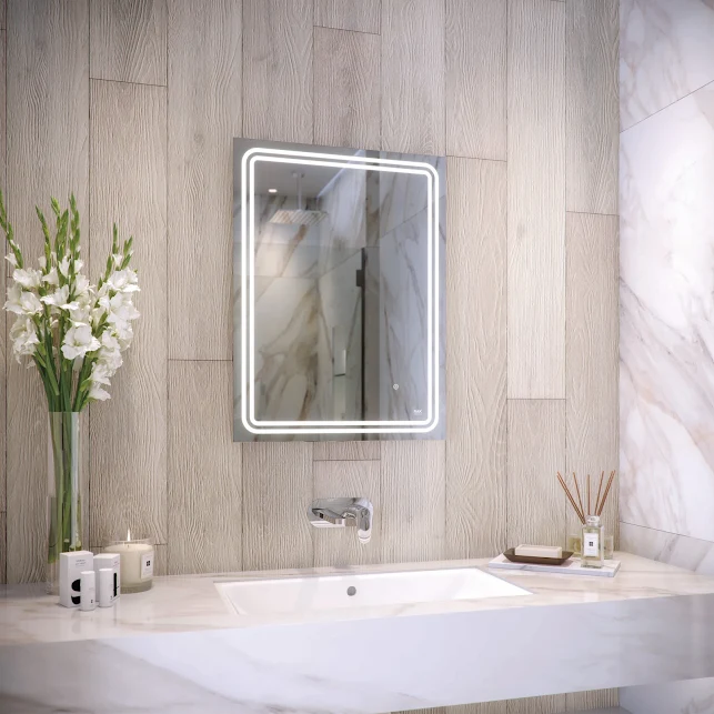 RAK Pluto LED Bathroom Mirror With Demister Pad And Shaver Socket 800 X 600mm - Mains Power 3 RAK Pluto LED Bathroom Mirror With Demister Pad And Shaver Socket 800 X 600mm - Mains Power