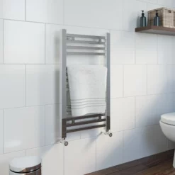 DuraTherm Square Bar Heated Towel Rail Chrome - 800 X 450mm