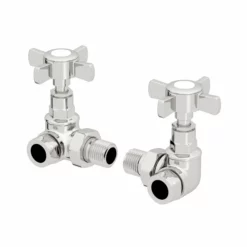 DuraTherm Corner Cross Head Chrome Radiator Valves - 15mm