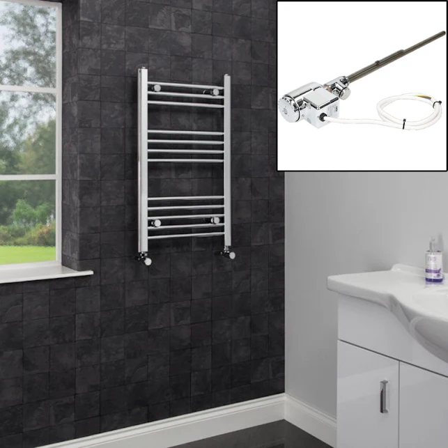 Dual Fuel Heated Towel Rail 750 X 600mm Flat Thermostatic 3 Dual Fuel Heated Towel Rail 750 X 600mm Flat Thermostatic