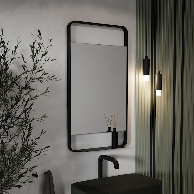 Vasari Mirror With Shelf - 550 X 1000mm Black 3 Vasari Mirror With Shelf - 550 X 1000mm Black