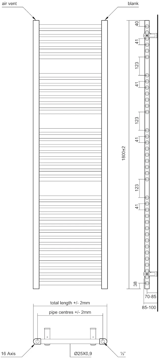 Towelrads Pisa Heated Towel Rail Black - 1800 X 600mm 5 Towelrads Pisa Heated Towel Rail Black - 1800 X 600mm - Image 3
