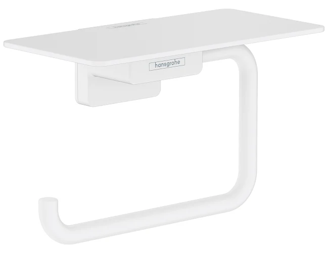Hansgrohe AddStoris Toilet Roll Holder With Shelf - Matt White 4 Hansgrohe AddStoris Toilet Roll Holder With Shelf - Matt White - Image 2