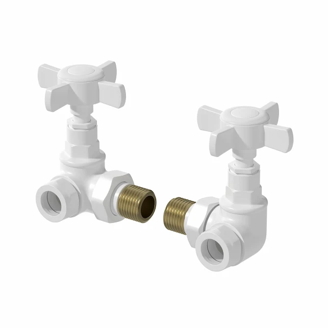 DuraTherm Corner Cross Head White Radiator Valves - 15mm 3 DuraTherm Corner Cross Head White Radiator Valves - 15mm