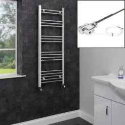Dual Fuel Heated Towel Rail 1200 X 600mm Flat Thermostatic