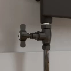 DuraTherm Standard Black Cross Head Straight Radiator Valves - 15mm