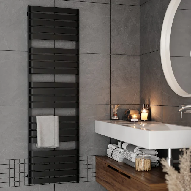 Terma Warp T One Electric Towel Rail Matt Black 1695 X 500mm 3 Terma Warp T One Electric Towel Rail Matt Black 1695 X 500mm