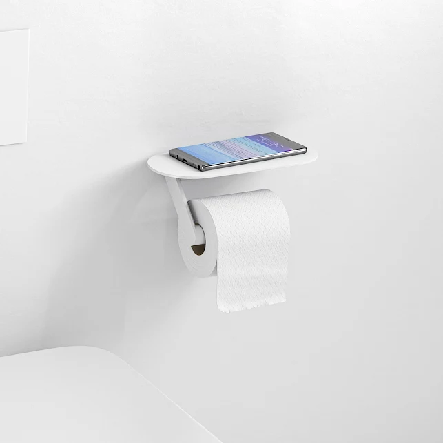 Hansgrohe WallStoris Toilet Paper Holder With Shelf - Matt White 3 Hansgrohe WallStoris Toilet Paper Holder With Shelf - Matt White