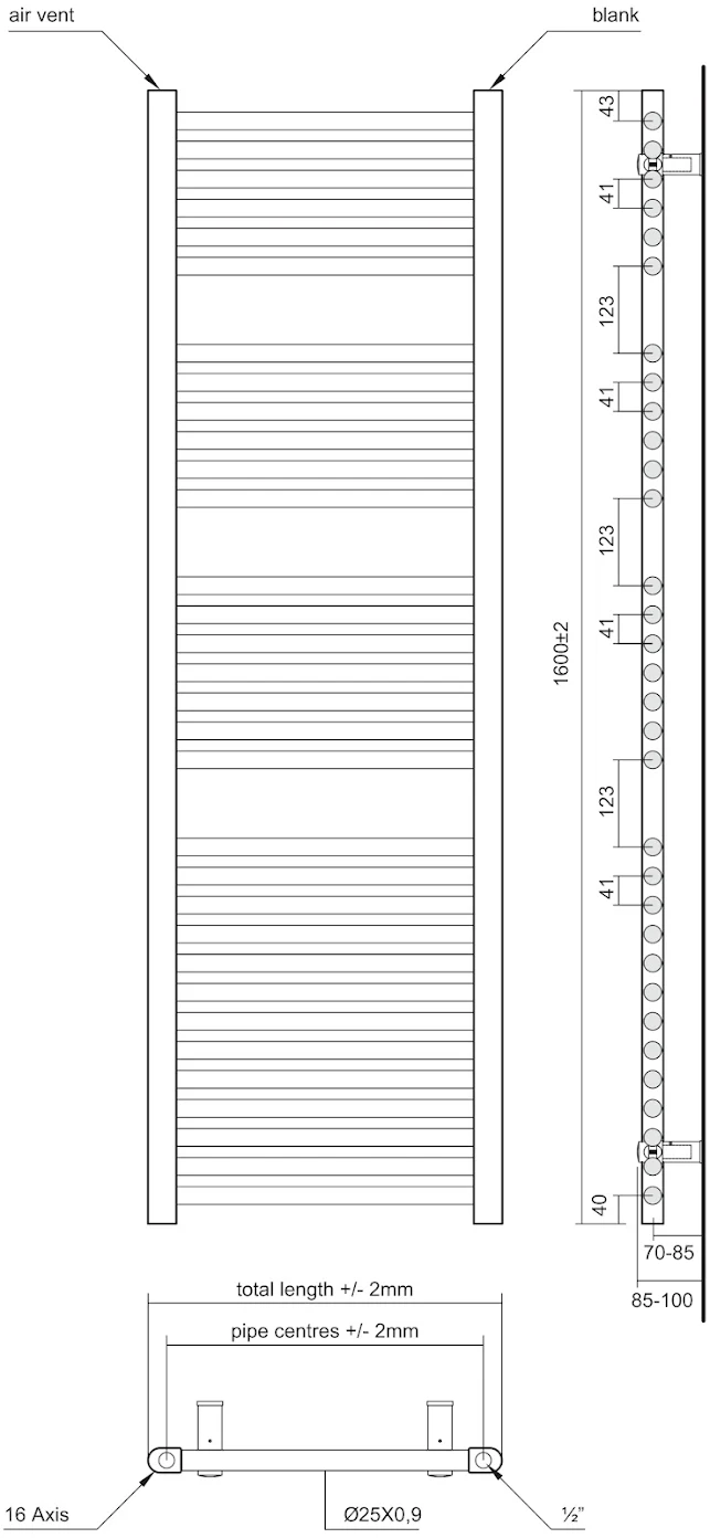 Towelrads Pisa Heated Towel Rail Black - 1600 X 500mm 5 Towelrads Pisa Heated Towel Rail Black - 1600 X 500mm - Image 3
