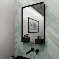 Vasari Mirror With Shelf - 500 X 750mm Black