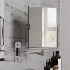 Vale Designs Wall Mounted Rectangular Shaving Mirror - Chrome