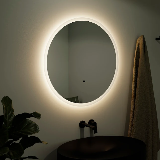 Vasari Round Backlit LED Mirror With Demister - 800 X 800mm 3 Vasari Round Backlit LED Mirror With Demister - 800 X 800mm