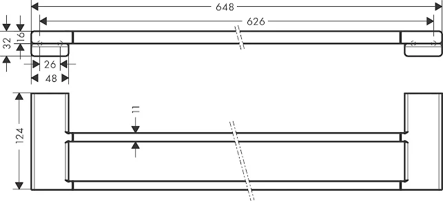Hansgrohe AddStoris Double Towel Rail 648mm Matt Black - 41743670 6 Hansgrohe AddStoris Double Towel Rail 648mm Matt Black - 41743670 - Image 4