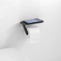 Hansgrohe WallStoris Toilet Paper Holder With Shelf - Matt Black