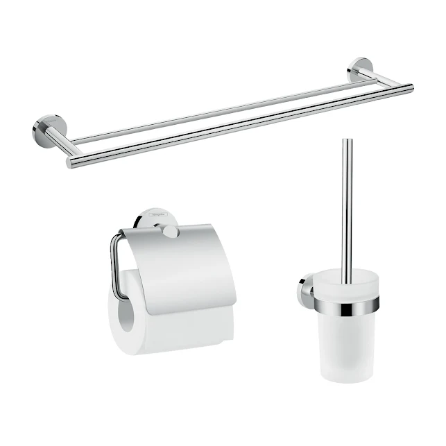 Hansgrohe Three Piece Logis Universal Bathroom Accessories Set Chrome - 41727000 3 Hansgrohe Three Piece Logis Universal Bathroom Accessories Set Chrome - 41727000