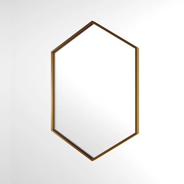 Vale Designs Hexagonal Brushed Brass Framed Bathroom Mirror 750 X 500mm 4 Vale Designs Hexagonal Brushed Brass Framed Bathroom Mirror 750 X 500mm - Image 2