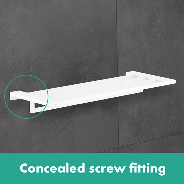 Hansgrohe AddStoris Towel Rack With Towel Holder 626mm - Matt White 3 Hansgrohe AddStoris Towel Rack With Towel Holder 626mm - Matt White - Image 2