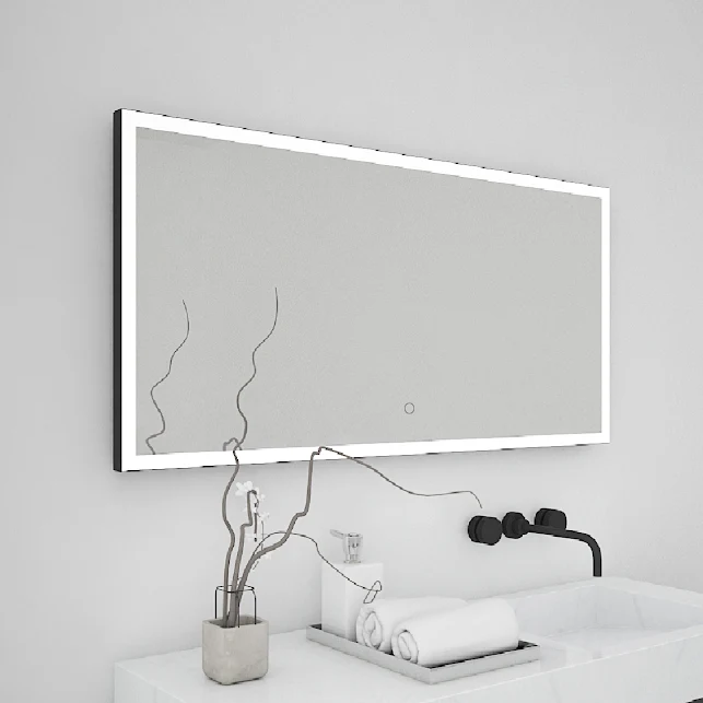 Vasari Large Rectangular LED Mirror With Demister - 1000 X 700mm Black 3 Vasari Large Rectangular LED Mirror With Demister - 1000 X 700mm Black